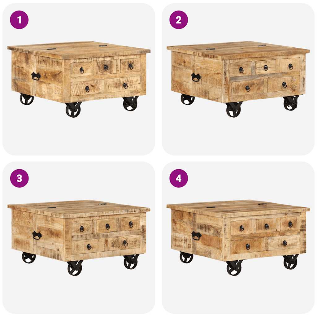 243979 vidaXL Coffee Table Rough Mango Wood 70x70x40 cm
