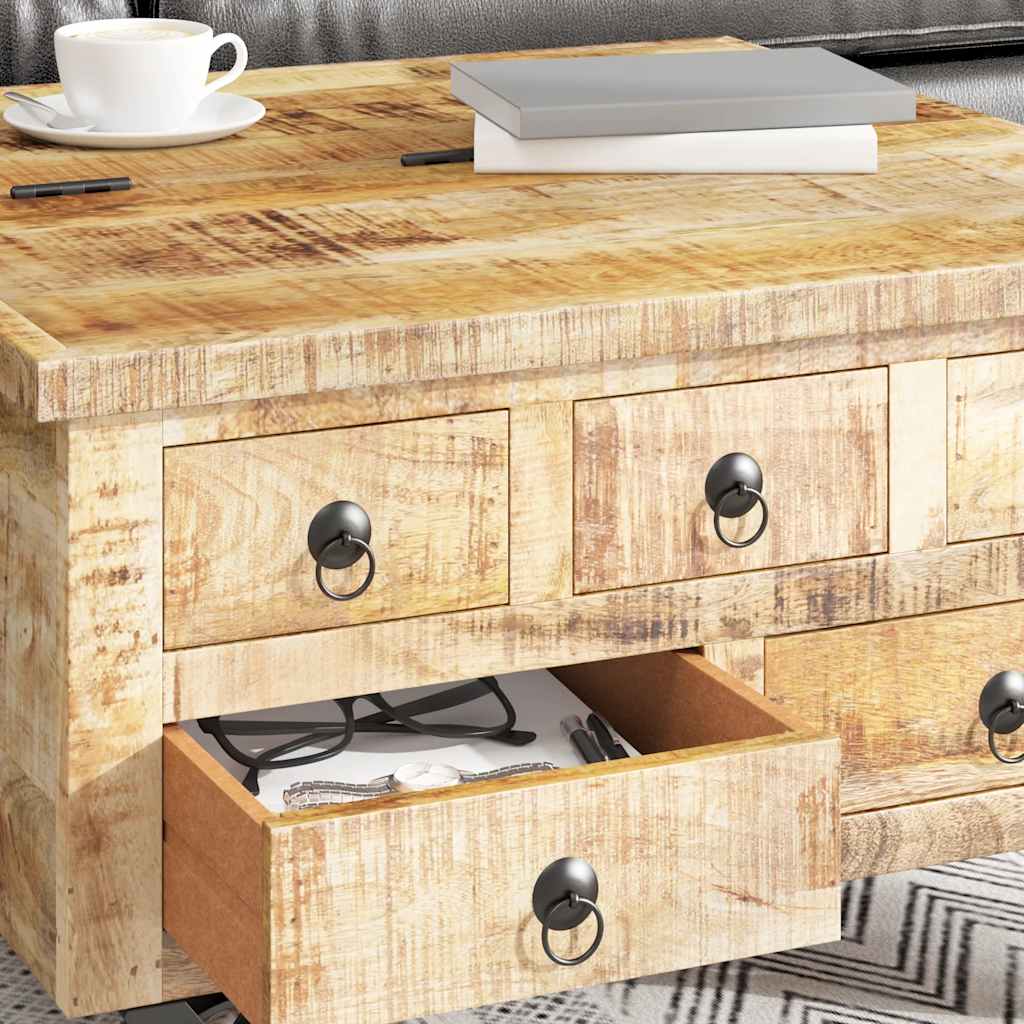 243979 vidaXL Coffee Table Rough Mango Wood 70x70x40 cm