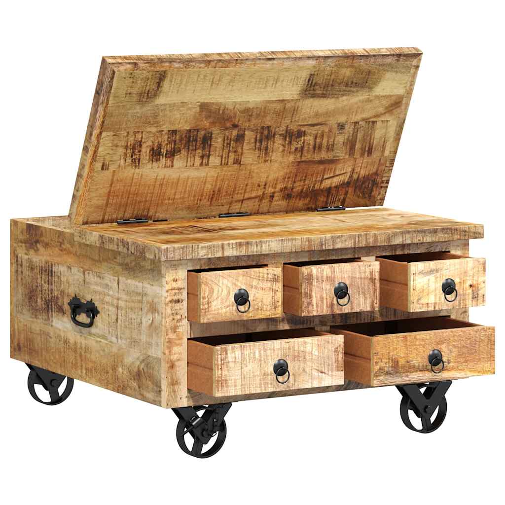 243979 vidaXL Coffee Table Rough Mango Wood 70x70x40 cm