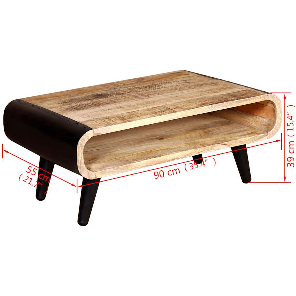 244008 vidaXL Coffee Table Rough Mango Wood 90x55x39 cm