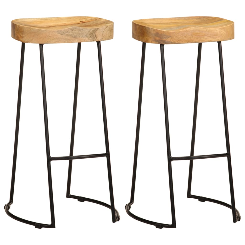 vidaXL Bar Stools 2 pcs Solid Mango Wood