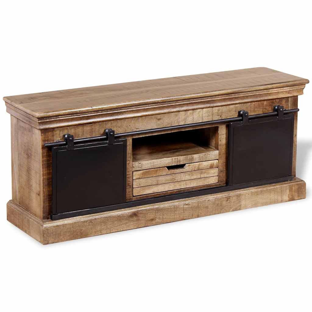 244019 vidaXL TV Cabinet with 2 Sliding Doors Solid Mango Wood 110x30x45 cm