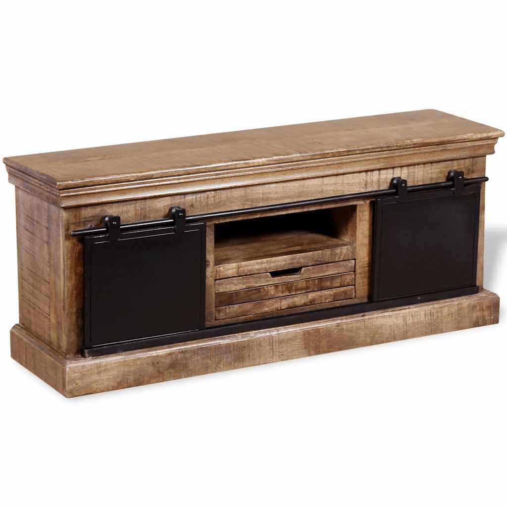 244019 vidaXL TV Cabinet with 2 Sliding Doors Solid Mango Wood 110x30x45 cm