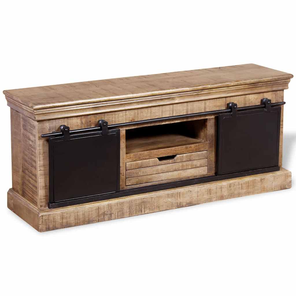 244019 vidaXL TV Cabinet with 2 Sliding Doors Solid Mango Wood 110x30x45 cm