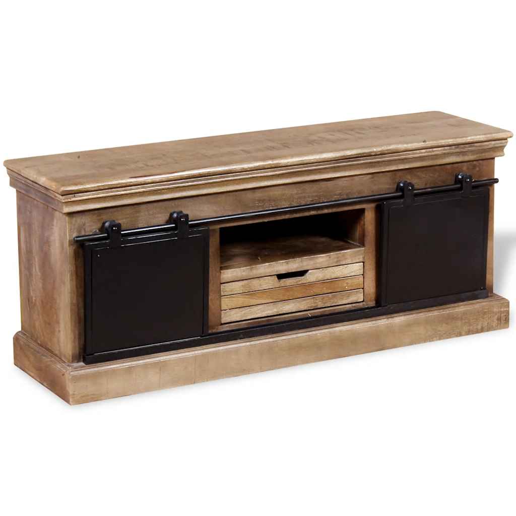 244019 vidaXL TV Cabinet with 2 Sliding Doors Solid Mango Wood 110x30x45 cm