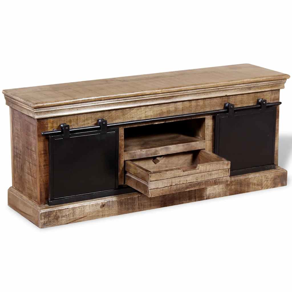 244019 vidaXL TV Cabinet with 2 Sliding Doors Solid Mango Wood 110x30x45 cm