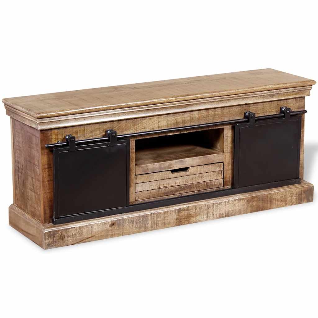 244019 vidaXL TV Cabinet with 2 Sliding Doors Solid Mango Wood 110x30x45 cm