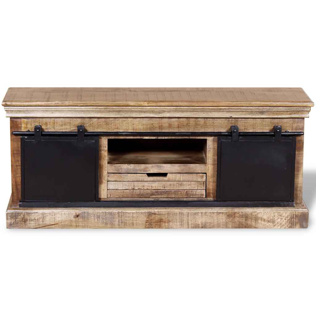 244019 vidaXL TV Cabinet with 2 Sliding Doors Solid Mango Wood 110x30x45 cm