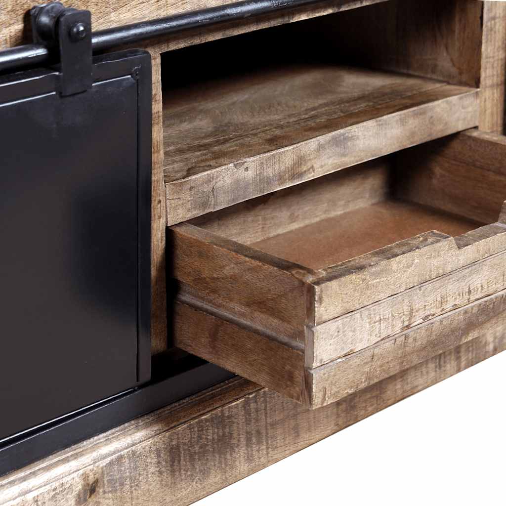 244019 vidaXL TV Cabinet with 2 Sliding Doors Solid Mango Wood 110x30x45 cm