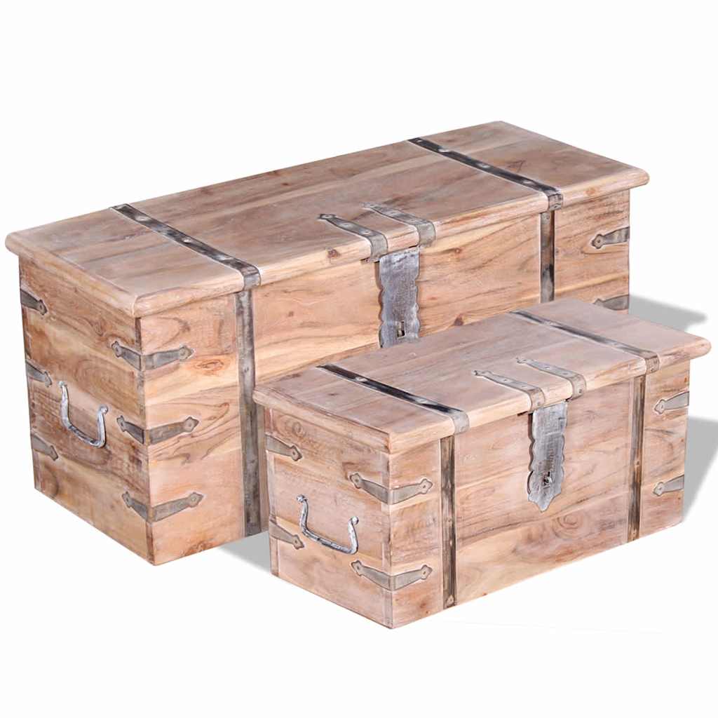 244054 vidaXL Two Piece Storage Chest Set Acacia Wood