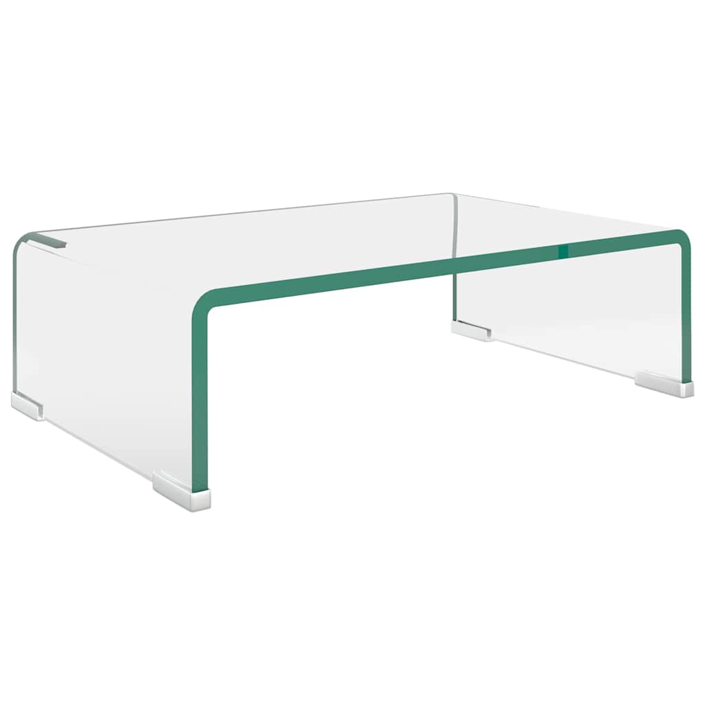 244126 vidaXL TV Stand/Monitor Riser Glass Clear 40x25x11 cm