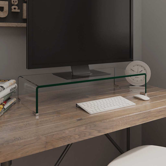 244128 vidaXL TV Stand/Monitor Riser Glass Clear 70x30x13 cm