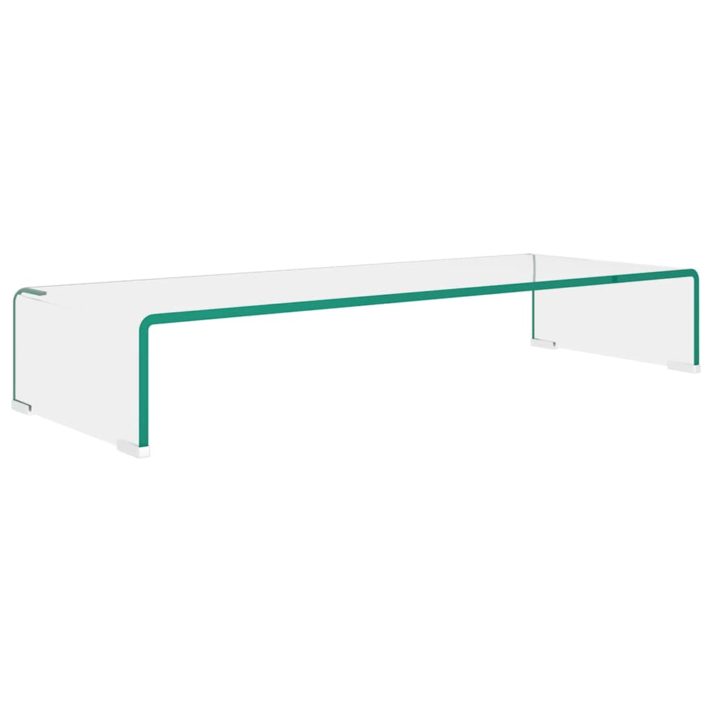 244129 vidaXL TV Stand/Monitor Riser Glass Clear 80x30x13 cm
