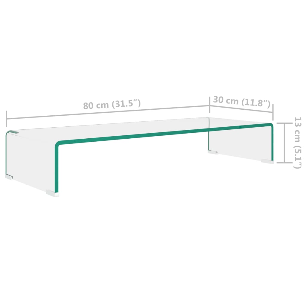 vidaXL TV Stand/Monitor Riser Glass Clear 80x30x13 cm