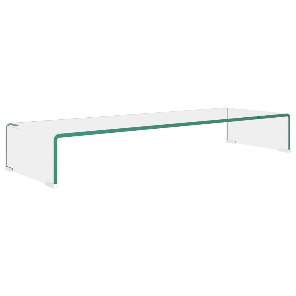 244130 vidaXL TV Stand/Monitor Riser Glass Clear 90x30x13 cm