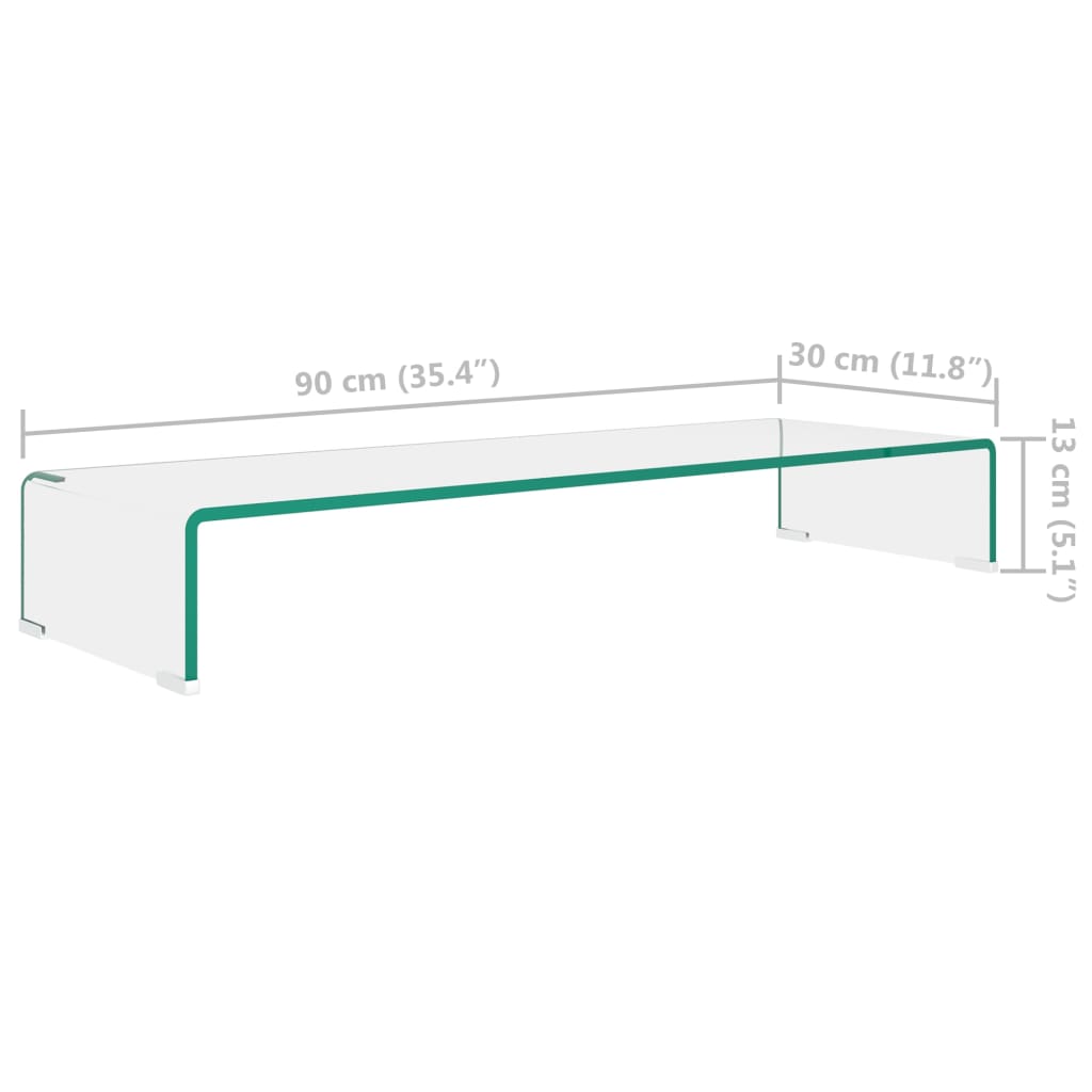 TV Stand/Monitor Riser Glass Clear 90x30x13 cm