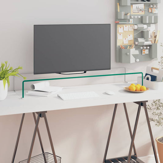 244131 vidaXL TV Stand/Monitor Riser Glass Clear 100x30x13 cm