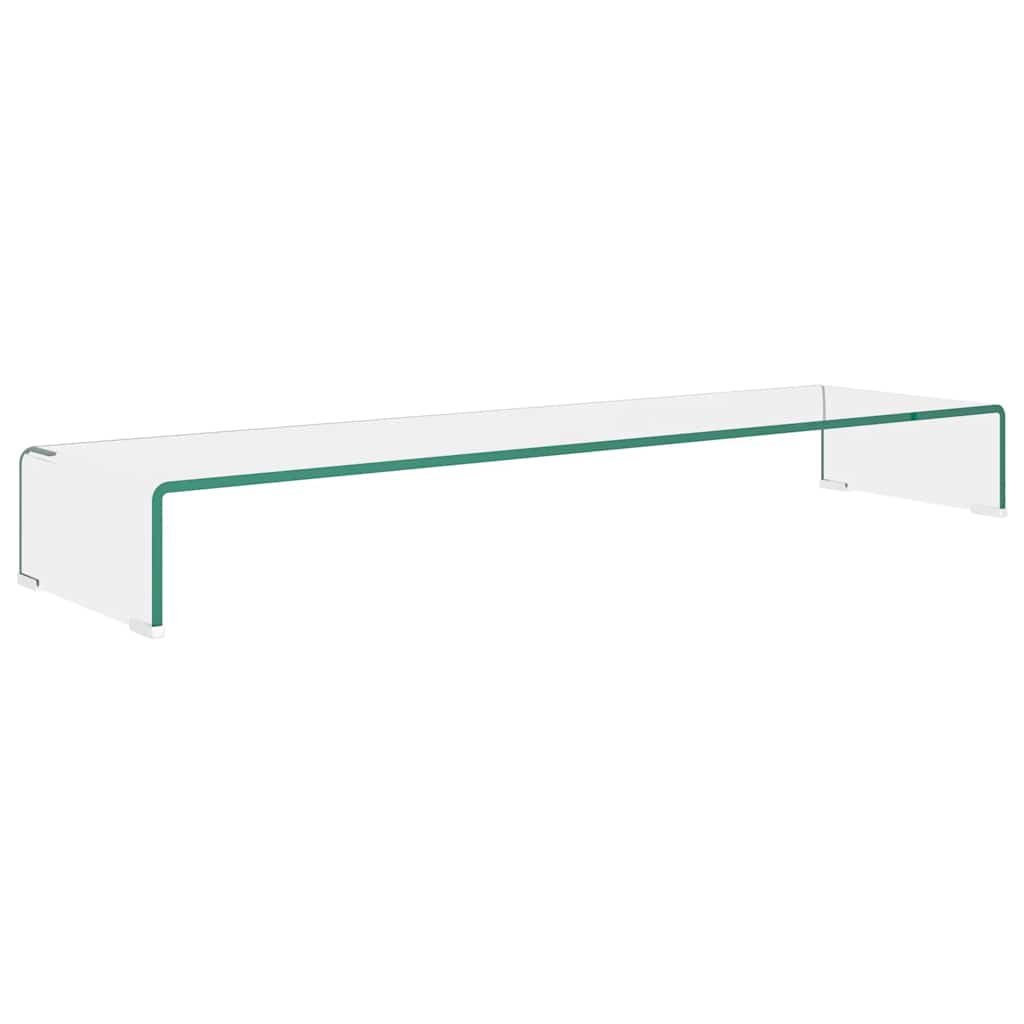 244132 vidaXL TV Stand/Monitor Riser Glass Clear 110x30x13 cm