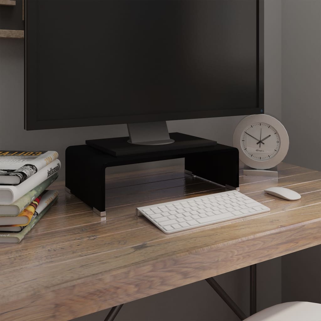 Tv Stand | Black | Tempered glass, plastic | Medium | Sleek | TV Stand