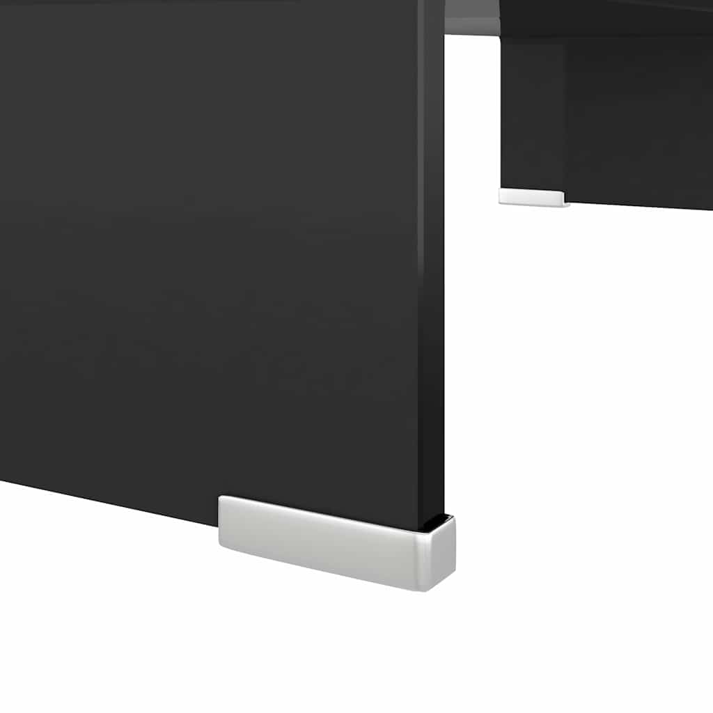 244135 vidaXL TV Stand/Monitor Riser Glass Black 60x25x11 cm