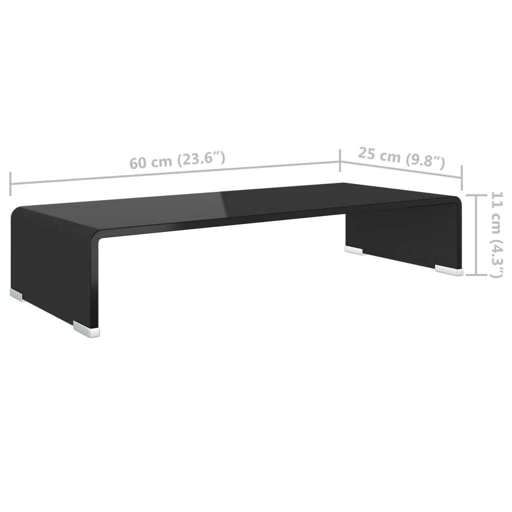 vidaXL TV Stand/Monitor Riser Glass Black 60x25x11 cm