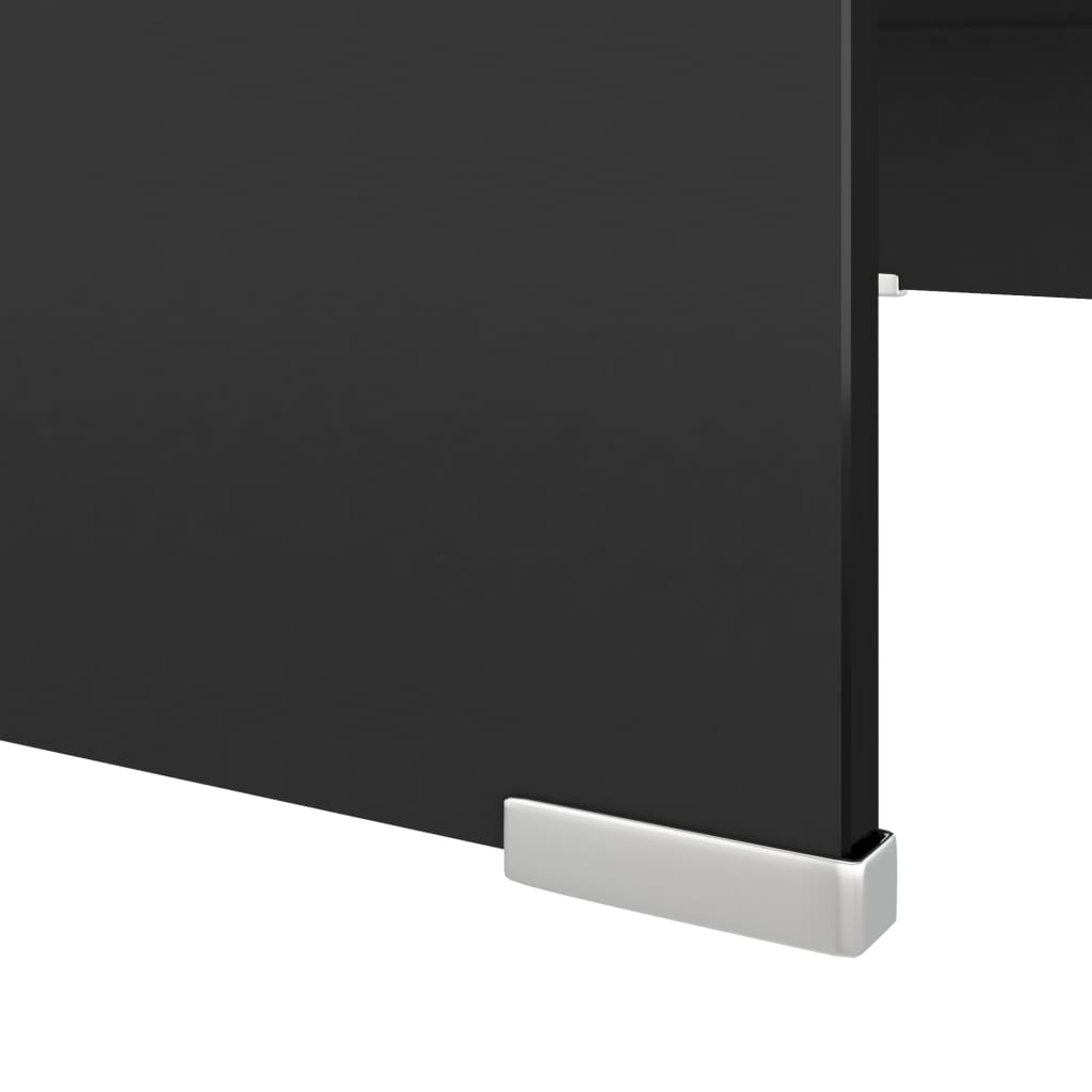 vidaXL TV Stand/Monitor Riser Glass Black 70x30x13 cm