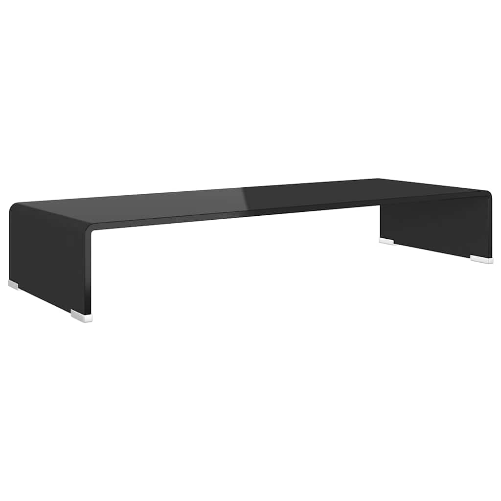 244137 vidaXL TV Stand/Monitor Riser Glass Black 80x30x13 cm