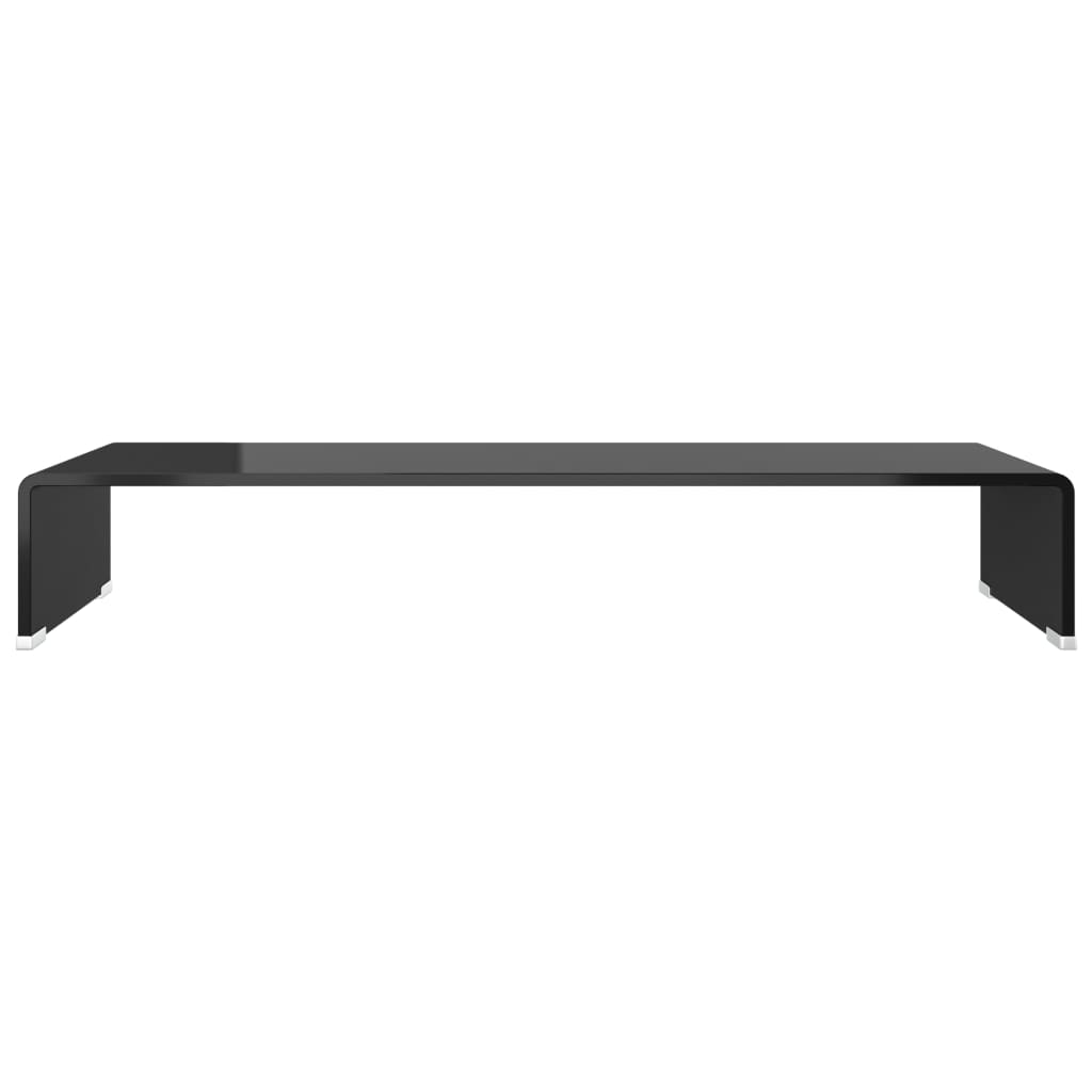 TV Stand | Black | Tempered glass | 80 cm x 30 cm x 13 cm | Sleek