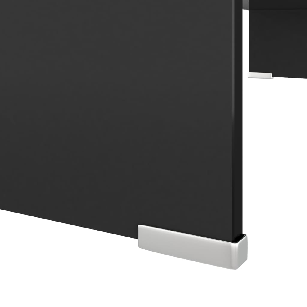 TV Stand | Black | Tempered glass | 80 cm x 30 cm x 13 cm | Sleek