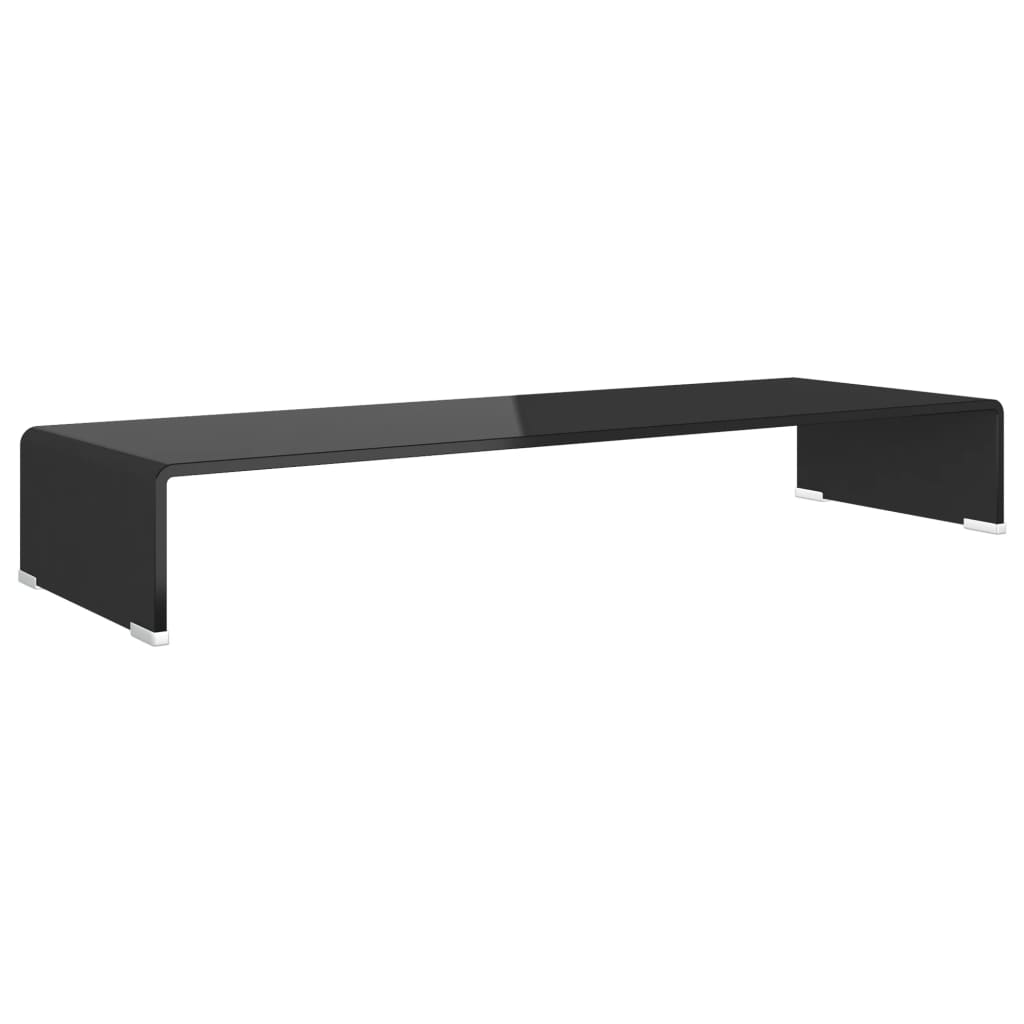 vidaXL TV Stand/Monitor Riser Glass Black 90x30x13 cm