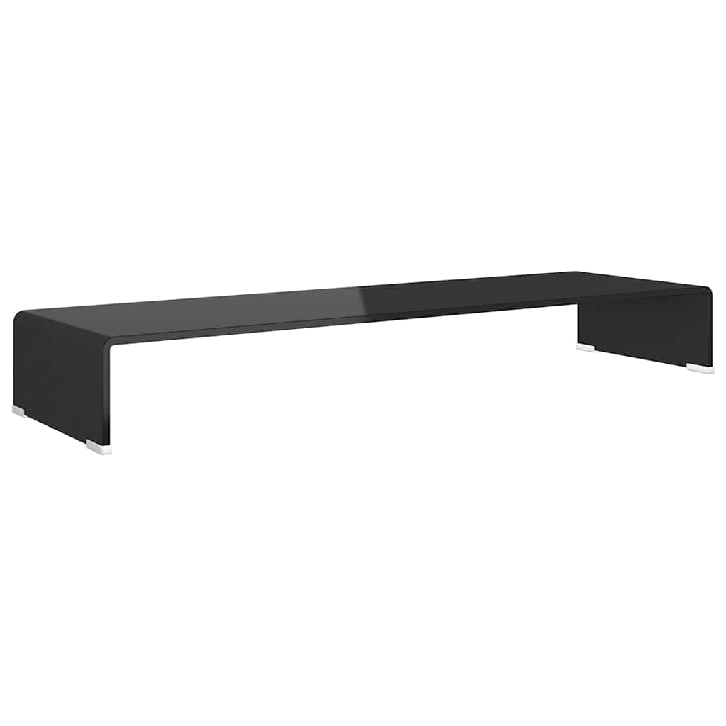 244139 vidaXL TV Stand/Monitor Riser Glass Black 100x30x13 cm