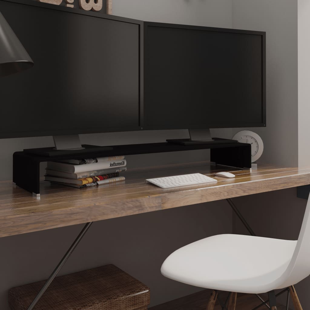 TV Stand | Black | Tempered Glass | Medium | Sleek | TV Stand