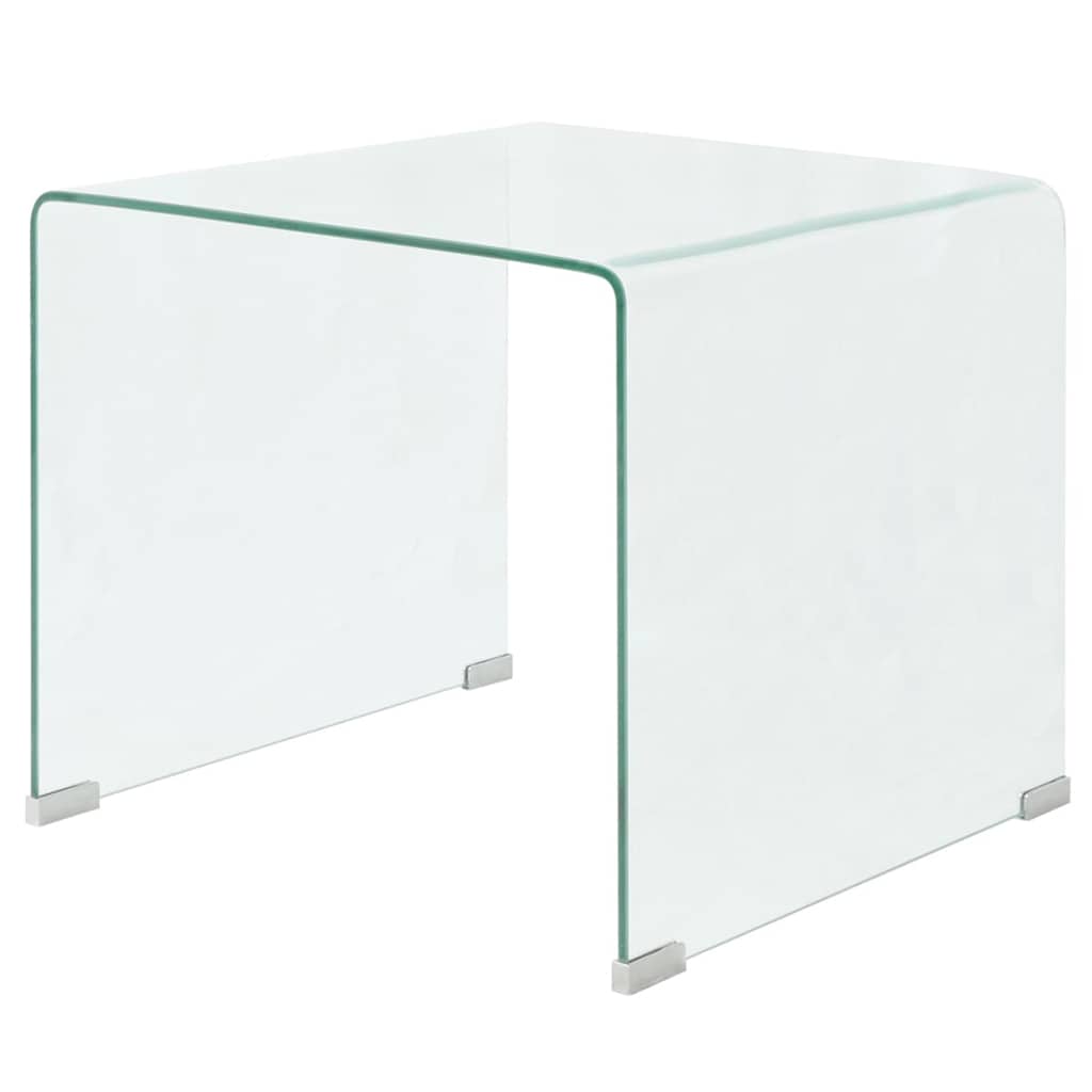 244188 vidaXL Coffee Table Tempered Glass 49,5x50x45 cm Clear