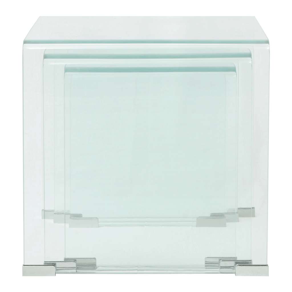 244190 vidaXL Three Piece Nesting Table Set Tempered Glass Clear