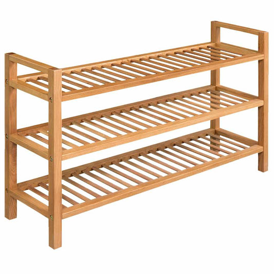 Shoe Rack | Solid Oak Brown | Solid Oak Wood | Large | Shoe Rack