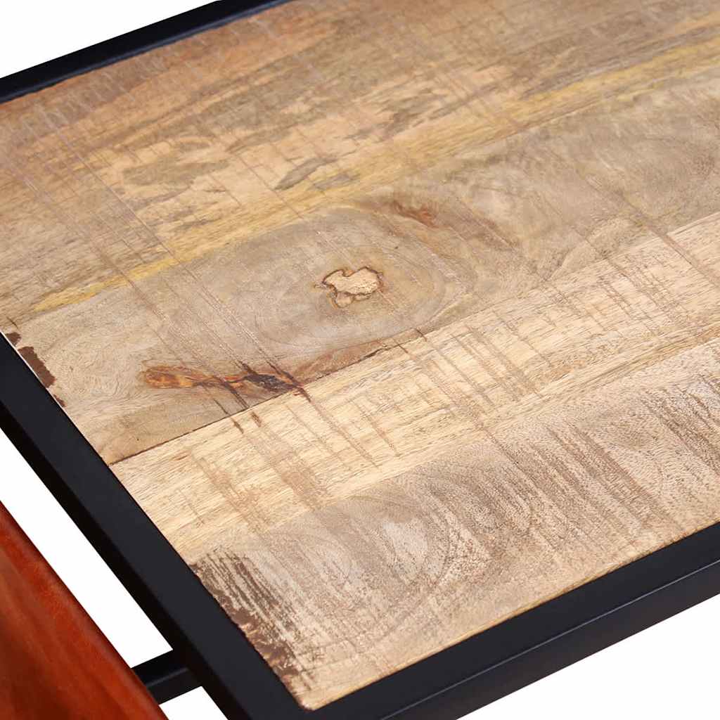 244241 vidaXL Coffee Table with Genuine Leather Magazine Holder 110x50x45 cm