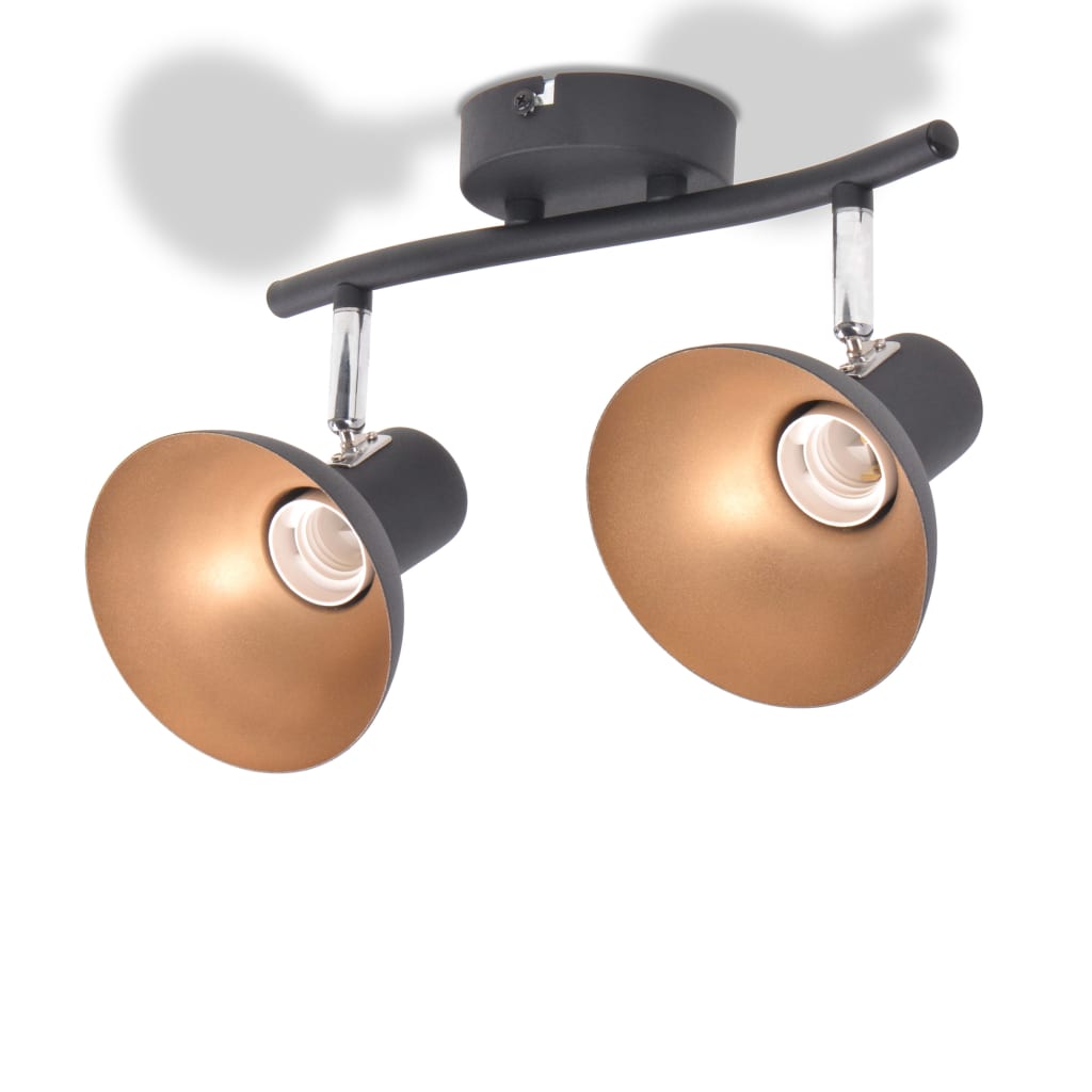 vidaXL Ceiling Lamp for 2 Bulbs E27 Black and Gold