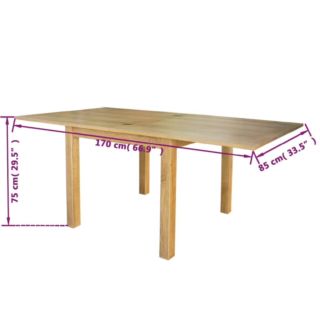 vidaXL Extendable Table Oak 170x85x75 cm