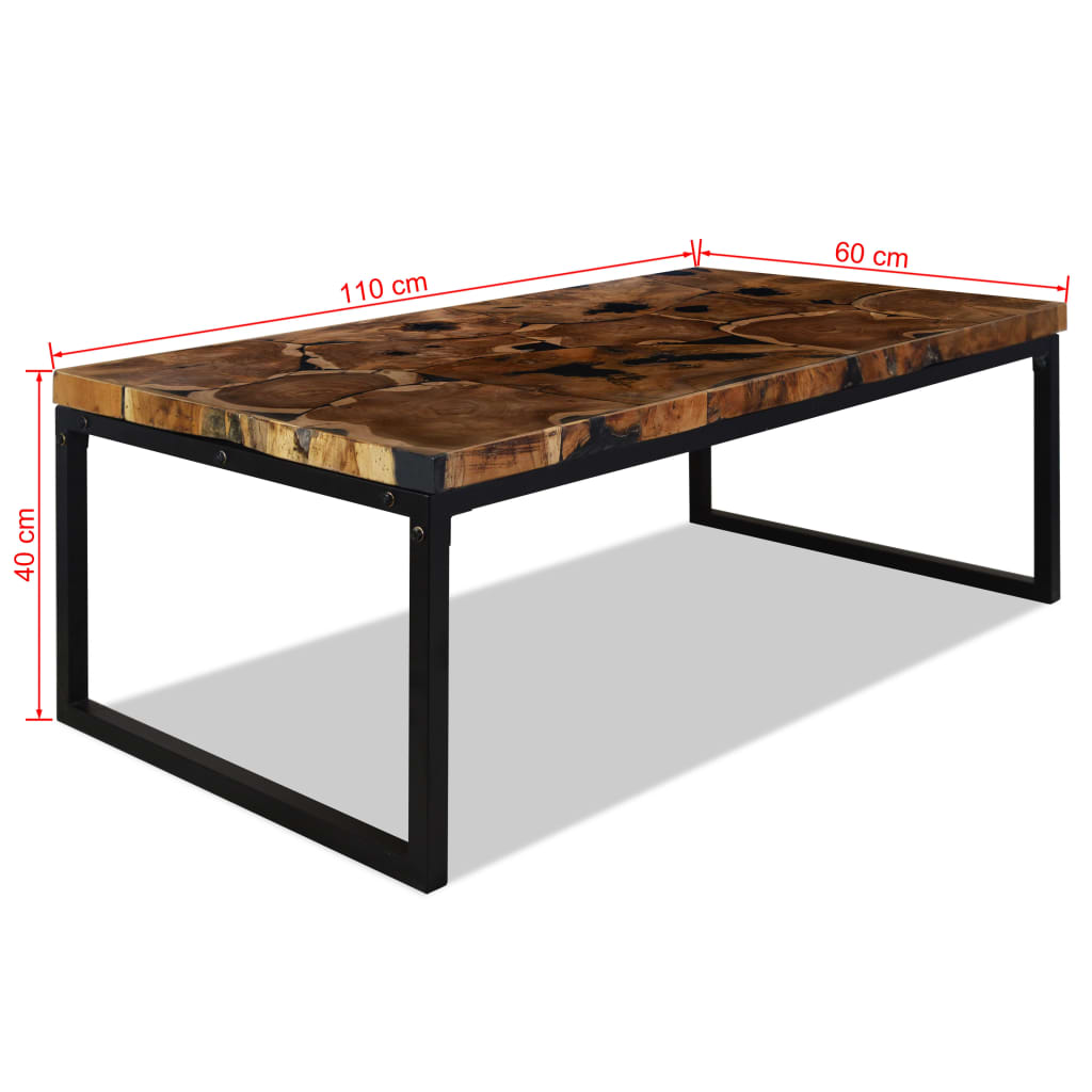 vidaXL Coffee Table Teak Resin 110x60x40 cm Black and Brown