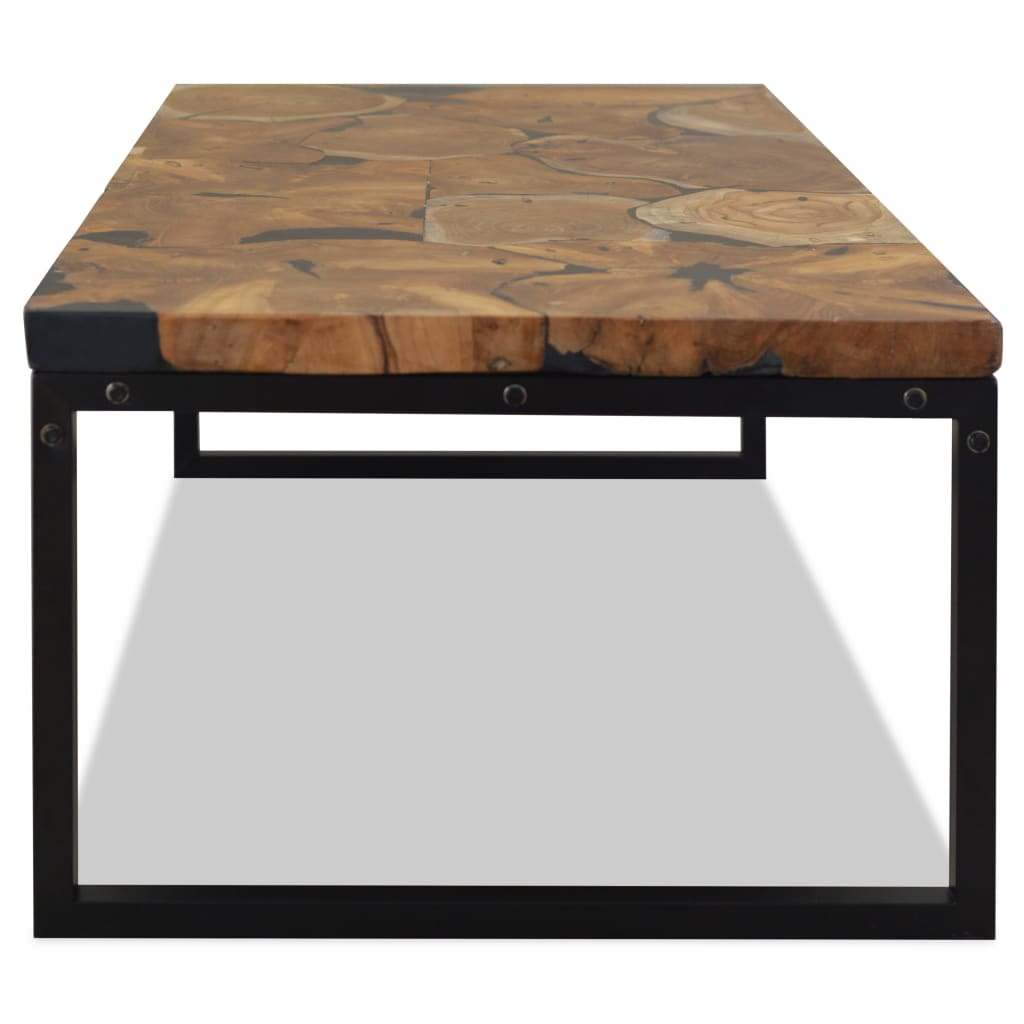 vidaXL Coffee Table Teak Resin 110x60x40 cm Black and Brown