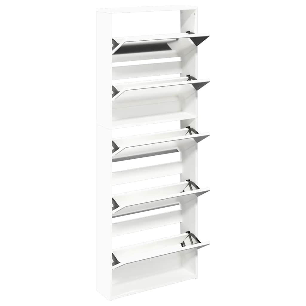 Shoe Cabinet 5-Layer Mirror White 63x17x169.5 cm