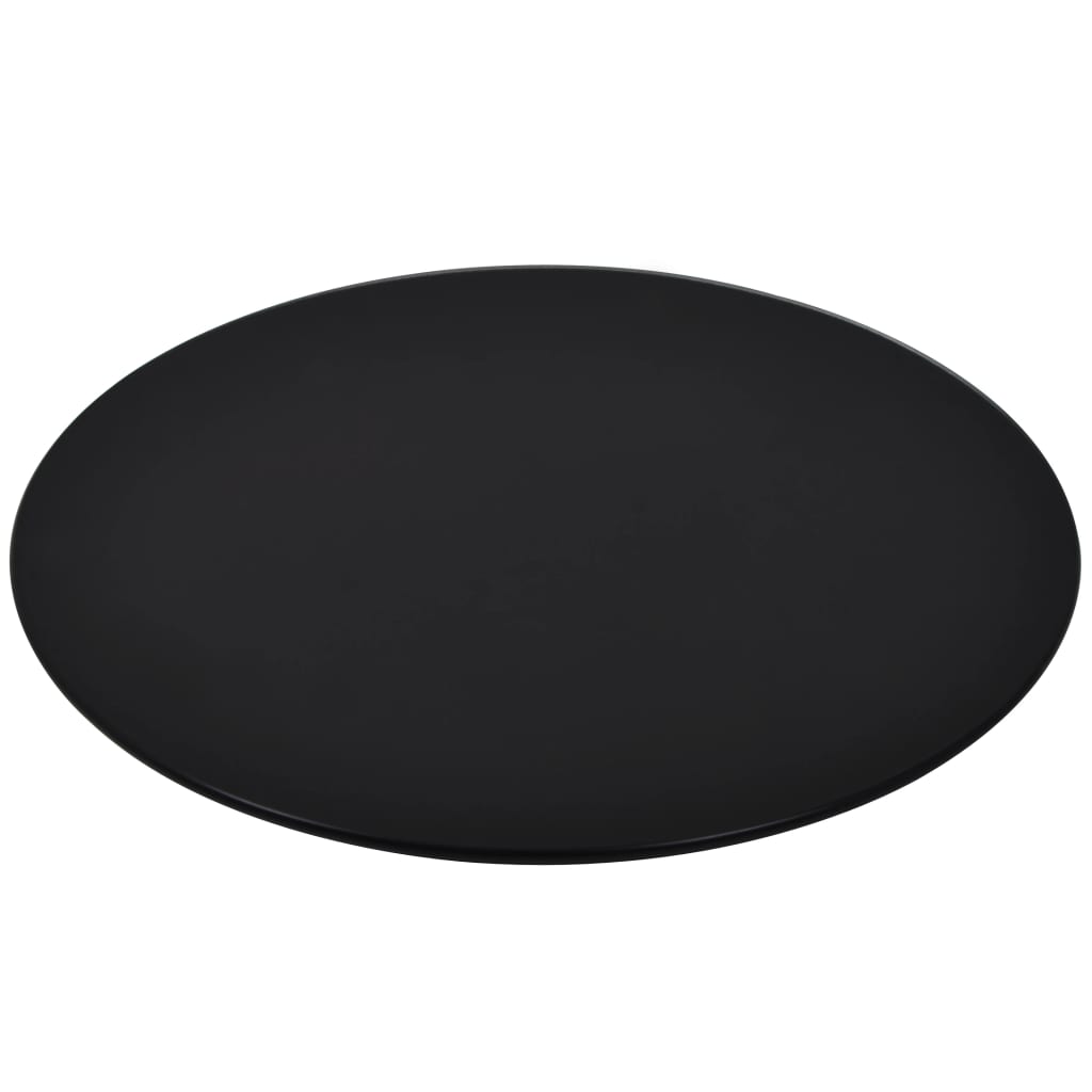 Table Top | Black | Tempered Glass | 40 cm | Round | Modern