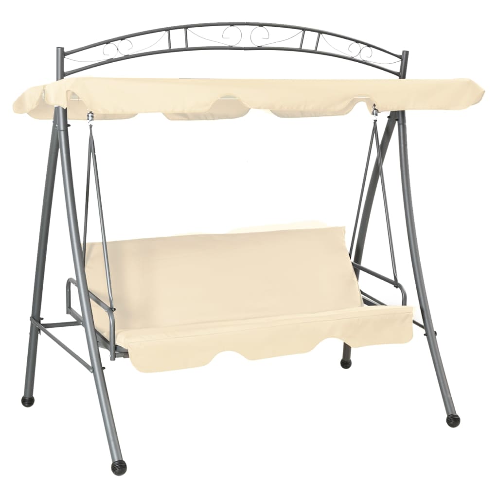 43241 vidaXL Outdoor Convertible Swing Bench with Canopy Sand White