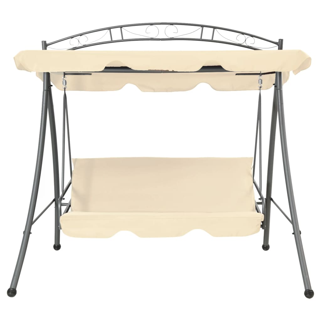 43241 vidaXL Outdoor Convertible Swing Bench with Canopy Sand White