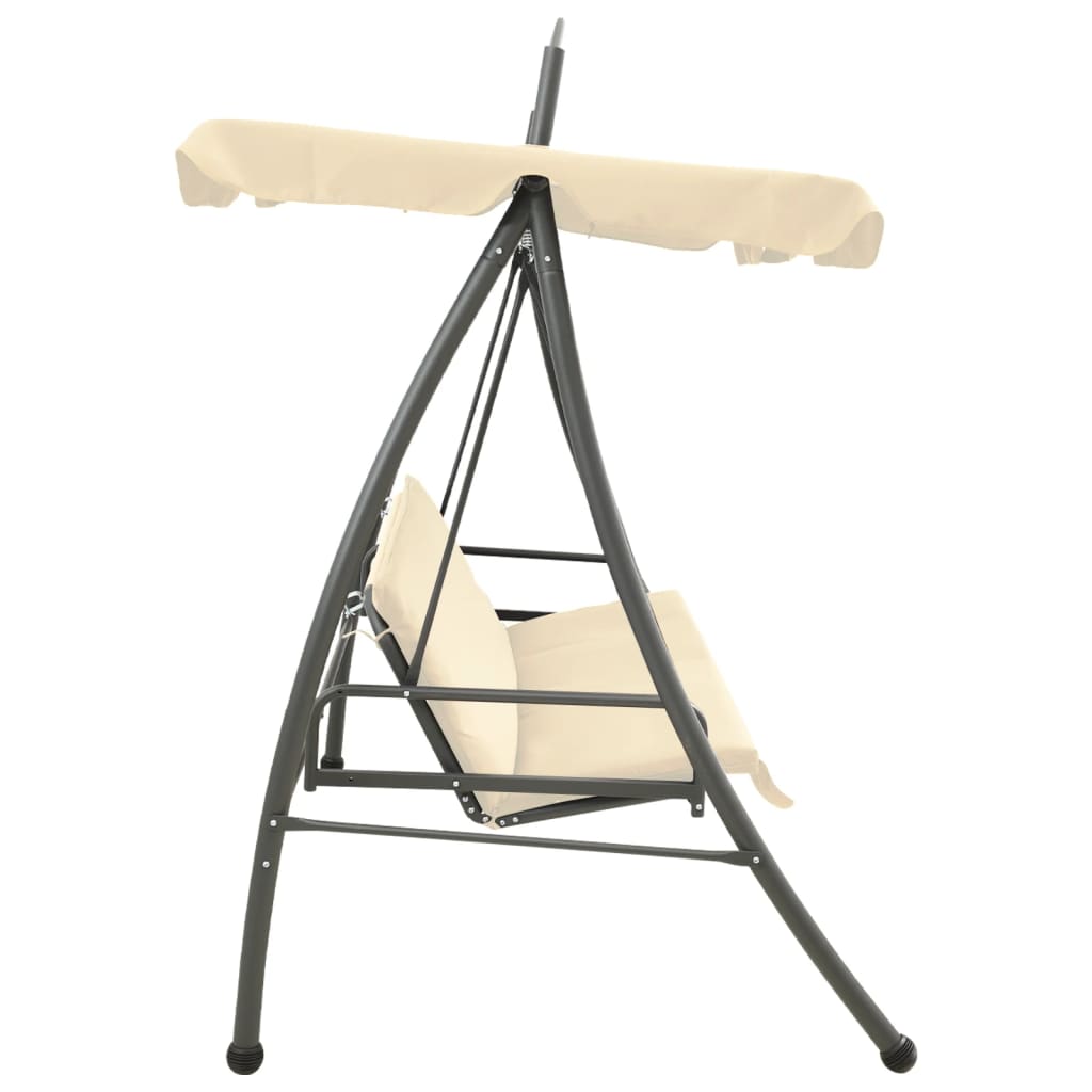 43241 vidaXL Outdoor Convertible Swing Bench with Canopy Sand White
