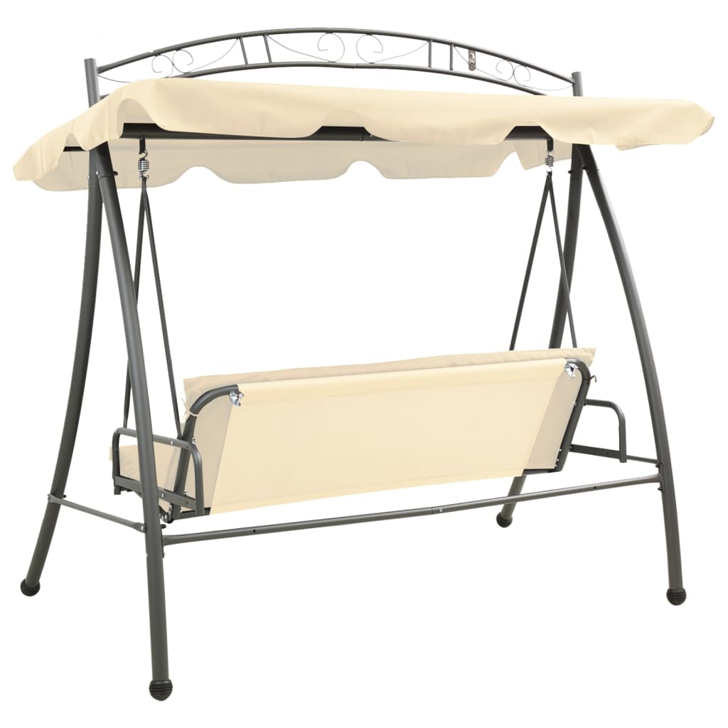 43241 vidaXL Outdoor Convertible Swing Bench with Canopy Sand White