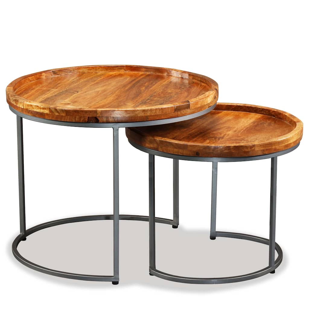 244585 vidaXL Side Table Set 2 Pieces Solid Mango Wood