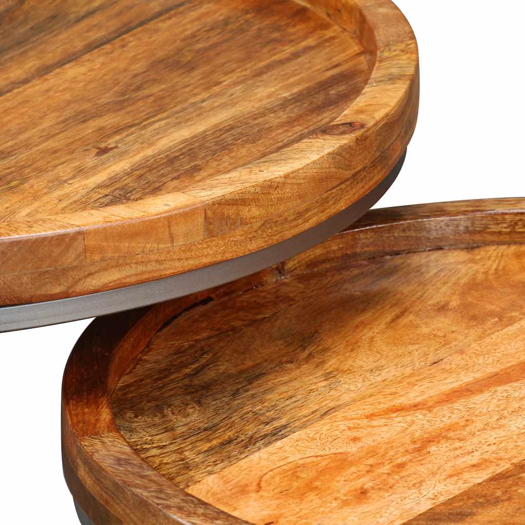 244585 vidaXL Side Table Set 2 Pieces Solid Mango Wood