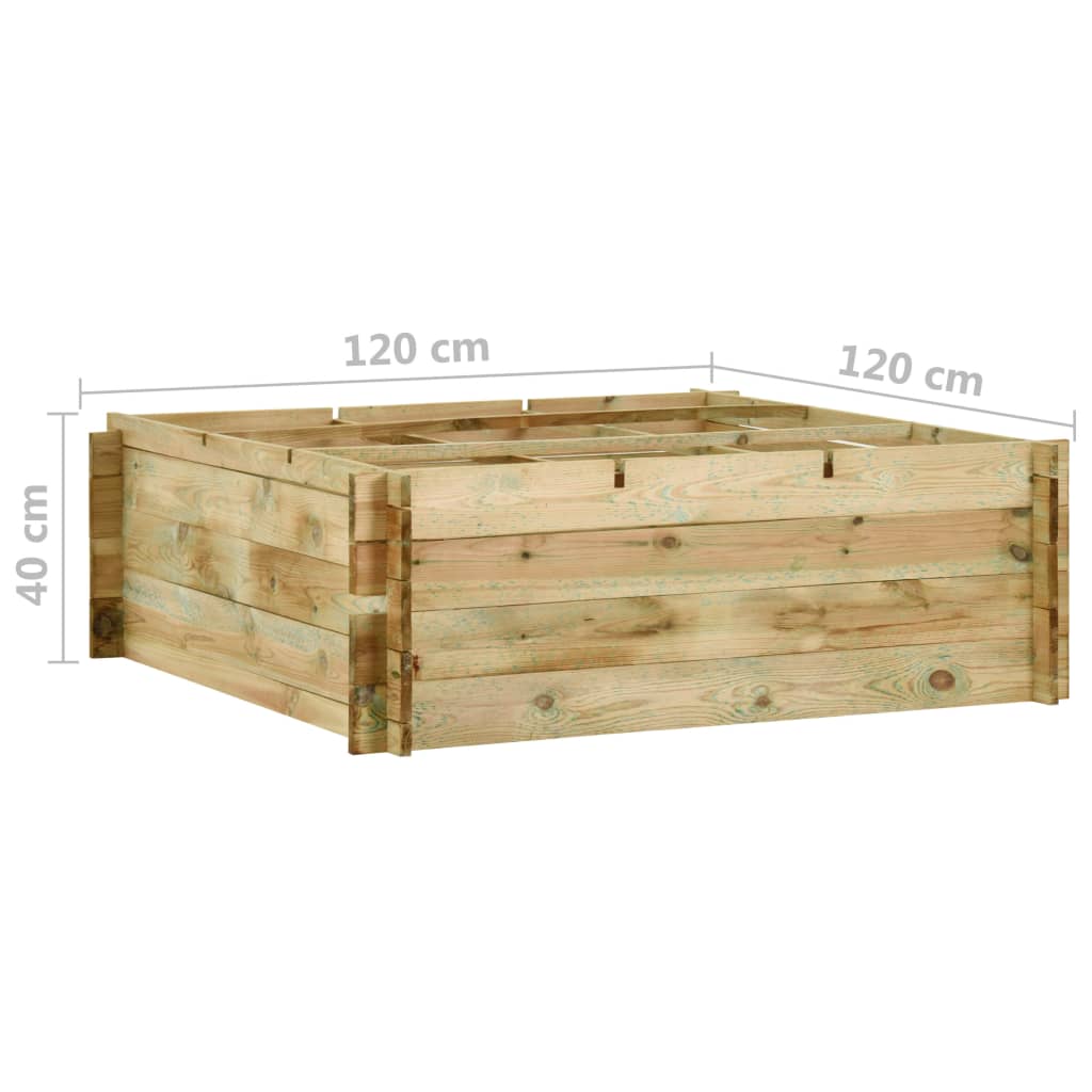 vidaXL Garden Raised Vegetable Bed Impregnated Pinewood 120x120x40 cm