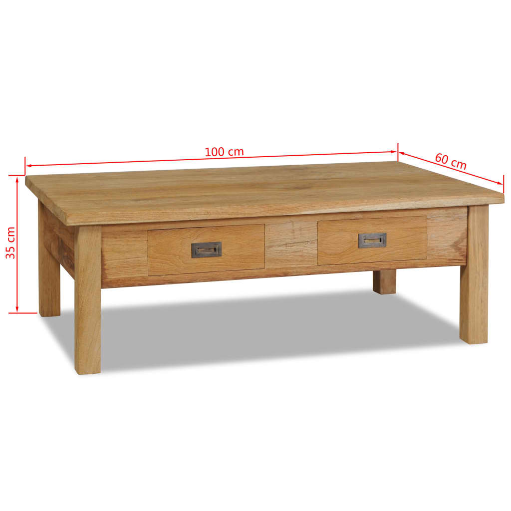 vidaXL Coffee Table Solid Teak 100x60x35 cm